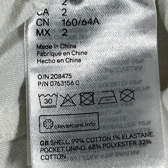 H&M White Paper Bag‎ Waist Shorts Cuffed Hem Casual Summer Size 2 - Picture 4 of 10